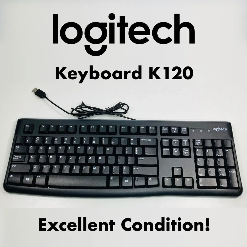 Logitech K120 Wired Keyboard: Comfortable, Quiet, Durable, Efficient Work/Gaming